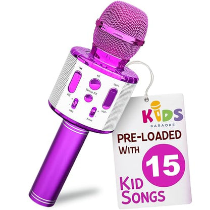 Move2Play, Kids Karaoke Microphone | Includes Pre-Loaded Songs & Bluetooth | Kids Birthday Party Gift | Toy for All Ages 2, 3, 4, 5, 6+ Year Old Girls, Boys & Toddlers - color: Purple