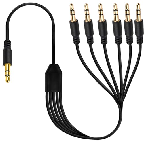 DC3.5mm Headset Splitter Audio Extension Cable,3.5mm to Dual Headphone Cord | 1 to 2 Way 1/8" TRS male to 2 male Stereo Jack Adapter for Smartphone,Computer,Mp3,Earphone,Speakers (1meter) (6 Way) - style: 6 Way