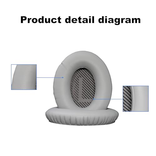 Replacement Ear Pads - Compatible with QuietComfort 35 & QC35 ii Headphones,Soft Protein Leather, Premium Noise Cancelling Earpads, Durable & Comfortable Ear Cushions (QC 35-Gray) - color: QC 35-Gray