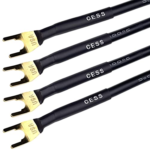 CNCESS Large Fork Speaker Cable Jumpers, 8 Inches | Fork Spade Plug To Spade Plug, 4 Pack, Premium, 8 Gauge