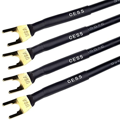 CNCESS Large Fork Speaker Cable Jumpers, 8 Inches | Fork Spade Plug To Spade Plug, 4 Pack, Premium, 8 Gauge