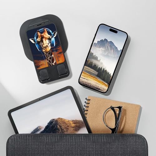 Giraffe wearing headphones Phone Stand for Desk Angle Height Adjustable Folding Cell Phone Holder Foldable Aesthetic Desktop Phone Stand Portable Cellphone Stand for All Phone Stand Smartphones - color: Black