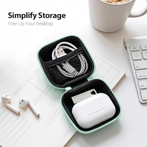 1 Pack Cute Earbud Case with Carabiner, Mini Hard Shell Carrying Pouch for Wired & Wireless Earphones, Small EVA Travel Organizer Box for Charging Cables, USB Flash Drives & Coins, Avocado - color: A1-Avocado