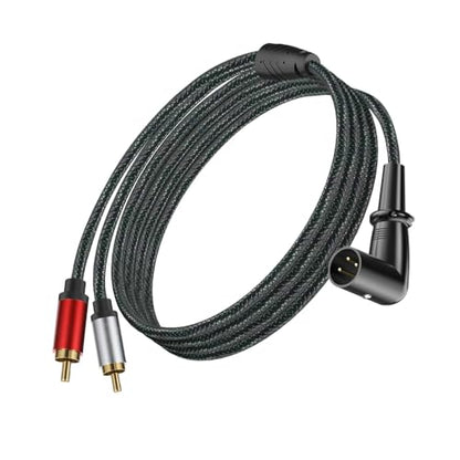 XLR to Dual RCA HiFi Audio Cable 6.5ft, Right Angle XLR 3Pin Male Microphone to 2 Phono RCA Male Plug Adapter Connector Y Splitter Patch Cable - size: 6.5ft