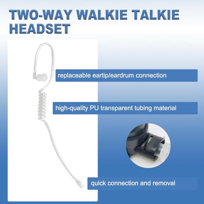 Replacement Acoustic Coil Tube for Two Way Radio Earpiece Motorola Kenwood Walkie Talkie Headset with 2 Mushroom Head Earplugs and 2 Medium Soft Silicone Earmold - size: ATEE-22