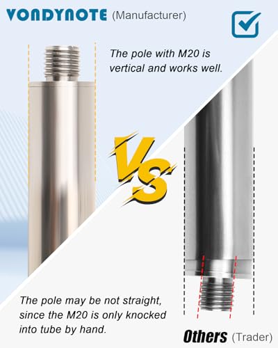 Vondynote Speaker Poles for Subwoofer M20 Speaker Pole Extender, Set of 2 | 30"-48" Adjustable Height, Extendable Sub to Speaker Poles, Speaker Pole Mounts with M20 Threaded, 35mm Speaker Mount