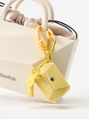 Bubble Pod Wireless Earbuds Case, Shockproof Waterproof EVA Case with Strap & Smiley Charm for Girls,Teens,Gift（Light Yellow） - color: Light Yellow