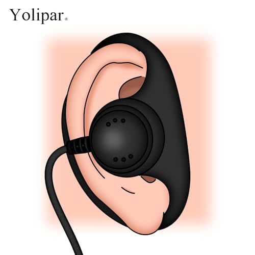 PR400 Earpiece Compatible with Motorola Radio CLS1410 CLS1110 CP200 GP300 GP2000 Walkie Talkie with PTT Mic 2 Pin Headset Single-Wire Surveillance Kit (D-Shaped) - style: D-shaped