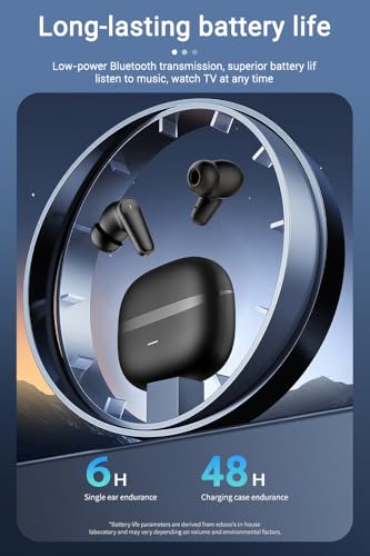 Piluyaa Wireless Earbuds Bluetooth Headphones ANC+ENC Ear Buds with Mic | LED Digital Display Charging Case, IPX7 Waterproof, HIFI Deep Bass Stereo, in-Ear Earphone for iPhone Andriod -Black - color: BLACK