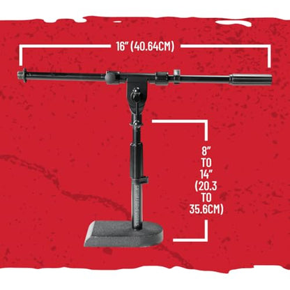 Gator Frameworks Rok-It Series Low-Profile Microphone Stand with 16" Adjustable Boom Arm, Ideal for Bass Drums and Guitar Amps (RI-MIC-200) - style: Low-Profile Microphone Stand