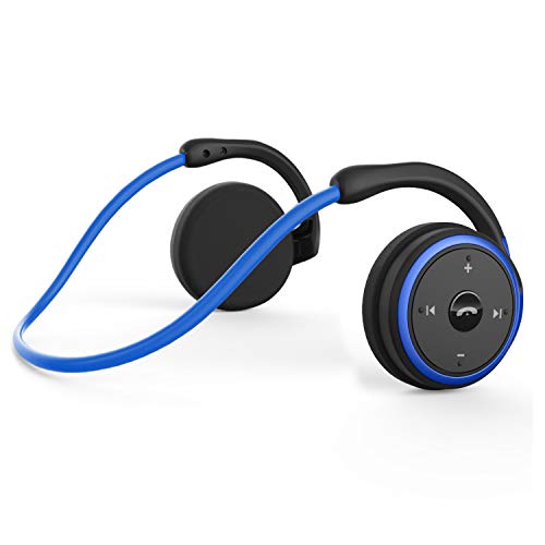 Small Bluetooth Headphones Wrap Around Head - Sports Wireless Headset with Built in Microphone and Crystal-Clear Sound, Foldable and Carried in The Purse, and 12-Hour Battery Life, Blue - color: Blue