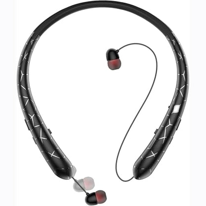 Retractable Neckband Bluetooth Headphones, No-Tangle Wireless Earbuds with 14Hrs Playtime, IPX5 Rating, CVC Noise Cancellation Mic for Crystal Clear Calls, Ideal for Running, Gym, Exercise