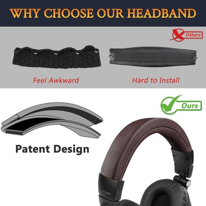 SOULWIT Headband for Audio Technica ATH M50, M50X, M50XWH, M50XBT, M50XBT2, M50S/LE Headphones, Replacement Headstrap Pad Repair Part (Dark Coffee) - color: Dark Coffee