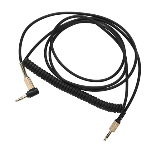 Qinlorgo Headphone Cable, Gold Plated 3.5mm Male to Male Coiled Audio Aux Cord with Premium Steel Spring Relief, Ideal for Monitor 2 II Mid A.N.C Major 3 III IV 4 Bluetooth Headphones
