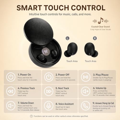 Mini Invisible Bluetooth Earbuds - Ergonomic Wireless Earbuds with Premium Sound Quality and One-Step Auto Pairing - color: Black