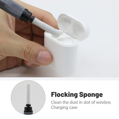 Electric Rotating Headphone Cleaner Kit with Dust-Revealing Light - 4-in-1 Cleaning Pen for Phone, Bluetooth Headset, Charging Case, Earbuds, Phone Speaker - Soft Brush & Flocking Sponge