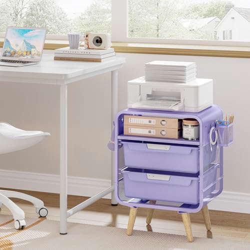 SYKIARIOL Kids Nightstand, Girls Bedside Table, Night Side Table, Purple | Kids Night Stand, End Tables Bedroom, Purple Cute Nightstand with Storage Drawer for Girls, Girls Bedroom Furniture - color: Purple