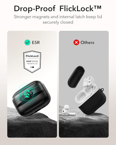 ESR for AirPods Pro 3 Case (2025), Compatible with MagSafe, Black | Compatible with AirPods Pro 3 (USB-C Cable), Magnetic Lid, Full Drop Protection Cover with Lanyard - color: Black, size: AirPods Pro 3 Case