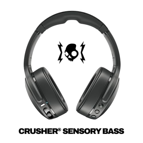 Skullcandy Crusher Evo Wireless Multi-Sensory Bass Headphones - True Black | Bluetooth, Noise Isolating Over-Ear Fit, 40 Hours Battery, Microphone, Working Out, Gym, Travel, Studying, Music - color: True Black