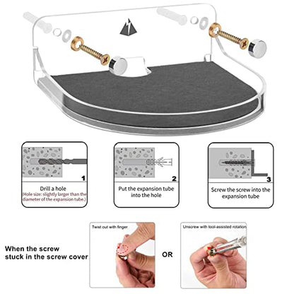 Small Floating Shelf - 5 Inch Wall Mount Shelf for Speakers, Action Figures, Webcam, Mesh Router - Acrylic Speaker Mount (Silky White & Transparent) - color: Silky White & Transparent