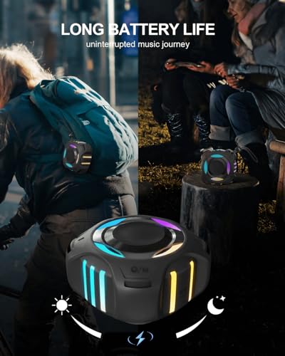 comiso Shower Speaker, Portable Speaker with Robust Bass, IP67 Waterproof | Bluetooth Speaker with LED Light, Floating, Stereo Sound, 2000mAh, Lanyard, Great for Kayak, Travel, Beach, Gift for All Ages - color: Black