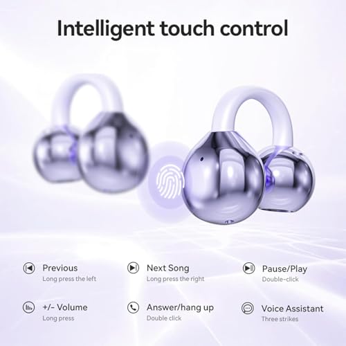 VANIR Open-Ear Wireless Earbuds, Bluetooth 5.4, ENC Noise Cancelling, 36H Playtime, IPX5 Waterproof, Built-in Mic, Lightweight Clip-On Design for Glasses & Small Ears, Sports & Workouts