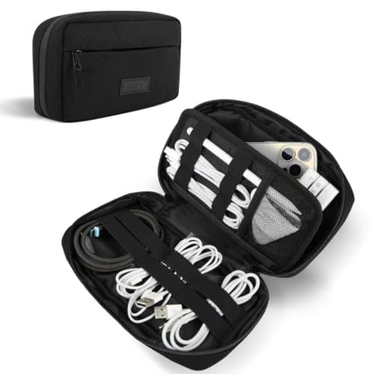GOX Travel Cable Organizer Bag, Small Tech Pouch for Electronics, Black - color: Black