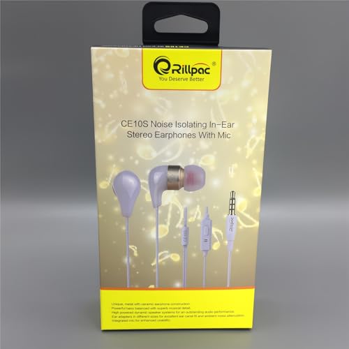CE10S in-Ear Headphones, Noise Isolating, HiFi Stereo with Mic, Compatible with Smartphones (White)