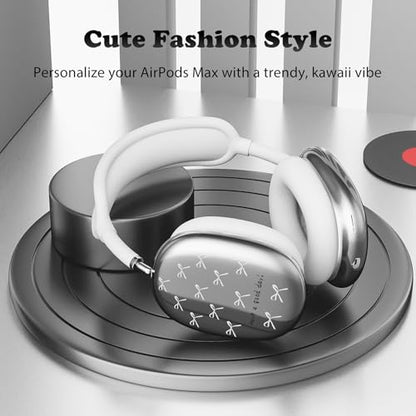 for AirPods Max Headphones Pink Bow Ear Covers for AirPods Max 2 | Cute Clear Ear Cups Cover | White Silicone Ear Pad Case Headband Cover for Apple AirPods Max 2/1 (2026/2024/2020) - color: Pink Bow C/White