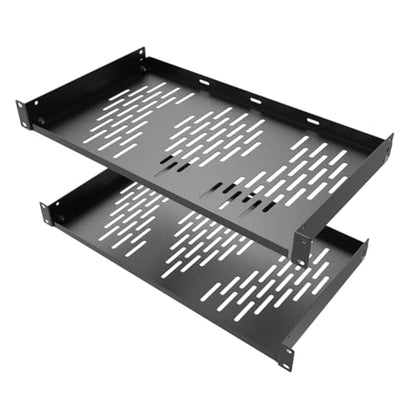 Beiyier 2PCS 1U Universal Server Rack Shelf, 10" Deep Vented Cantilever Mount Tray, for 19” Network Equipment Rack & Cabinet (Black) - size: 10“