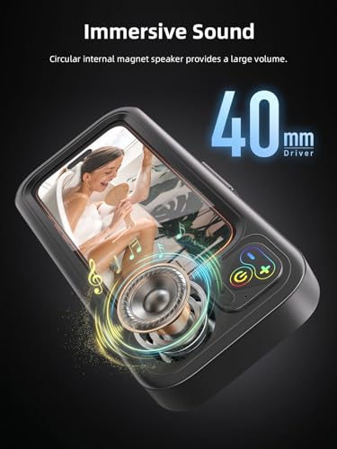 Shower Phone Holder IPX6 Waterproof with Wireless Bluetooth Speaker, 480 Rotation Phone Case Speakers for 4"- 7" Cell Phones, Hands-Free Shower Speaker, Wall Mounted Phoneholder for Mirror (Black) - color: Black