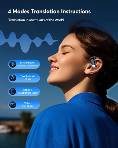 198 Languages Real-Time AI Translation OWS Earbuds, Bluetooth 6.1 Translator Headphones with LCD Touch Case, 4-in-1 Translating Device for Travel Meetings Business Audifonos Traductores Inglés Español