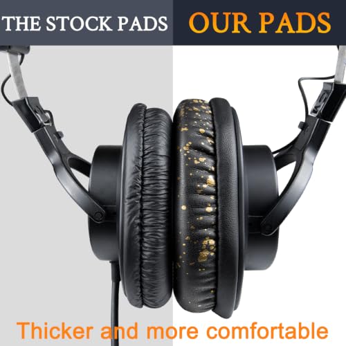 SOULWIT Replacement Earpads for Sony MDR-7506 MDR-V6 MDR-V7 MDR-CD900ST Monitor Headphones, Ear Pads Cushions with Softer Protein Leather, High-Density Foam - Black Gold - color: Black Gold