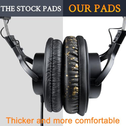 SOULWIT Replacement Earpads for Sony MDR-7506 MDR-V6 MDR-V7 MDR-CD900ST Monitor Headphones, Ear Pads Cushions with Softer Protein Leather, High-Density Foam - Black Gold - color: Black Gold