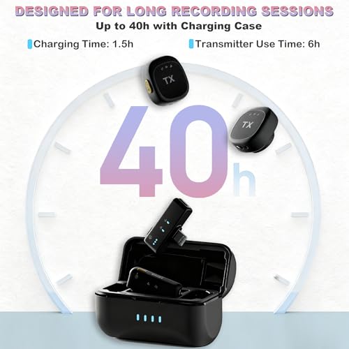 BSONE Wireless Lavalier Microphone for iPhone & Android, Clip-On Mini Mic with Charging Case, Rechargeable Professional Lapel Mics for Vlogging, Video Recording, Content Creators, YouTube, TikTok