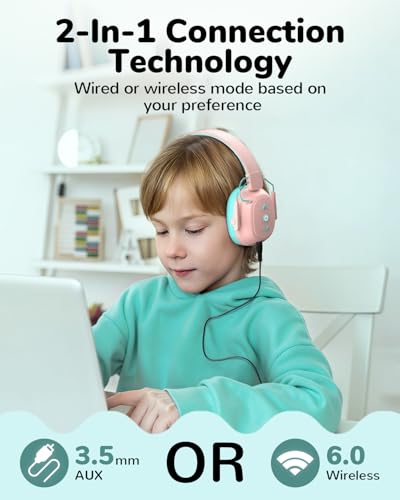 Kids Noise Cancelling Headphones, Sound Proof Ear Protection, 29dB SNR Noise Reduction Bluetooth 6.0 Earmuff, 94dB Lock - 80H Playtime, Hearing Protection for Autism, Shooting Gun Range Mowing (Pink) - color: Pink