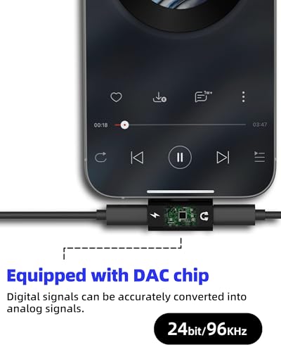 USB C 스플리터 어댑터 헤드폰 아이폰 17 16 15 프로 맥스(2팩) 충전기 타입 C to Aux 케이블 잭 오디오 데이터 전송 더블 폰 고속 충전 아이패드 DAC 포트 이어폰 수 컨버터 안드로이드용