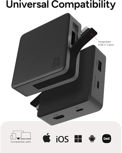 ZAGG 4-Port Hub - Versatile USB-C PD, USB-A HDMI Adapter, High-Speed Charging & 4K Display Support, Compact for Travel, Compatible with Windows, macOS, iPadOS, ChromeOS, Android - style: 4-Port Hub
