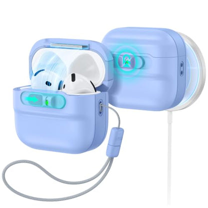 ESR for AirPods 4 Case, Compatible with MagSafe, Pulse Series, Light Blue | Compatible with AirPods 4 Generation Case (2024)(USB-C), Magnetic Lid Lock, Drop-Proof Protection Cover with Lanyard - color: Light Blue, size: AirPods 4 Case