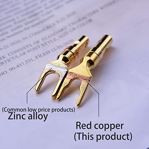 Arklove 1pcs 15ft 14awg Premium Heavy Duty Braided Wire Dual Banana to Y-Type Gold Plated Plug Speaker Cable OFC Oxygen-Free Copper - size: 15ft
