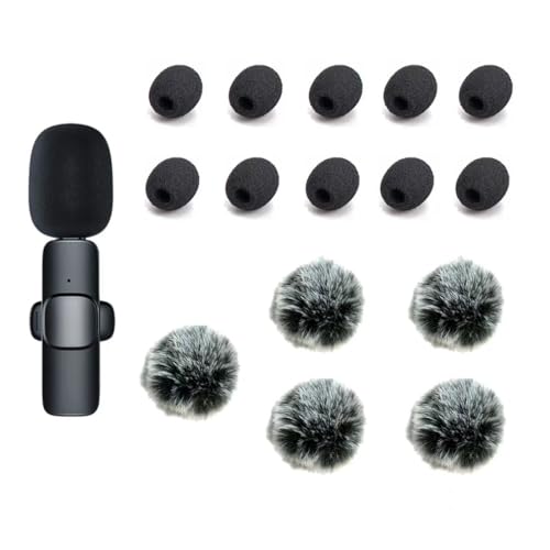 ZRAMO5 Packs Professional Furry Outdoor Wireless Lavalier Microphone Wind Screen Furry Muffs Diameter 4-8mm Fits Most Lapel Clip Lav Windscreen Windproof Wind Screen (5pack (Black/White)+10pc Sponge)