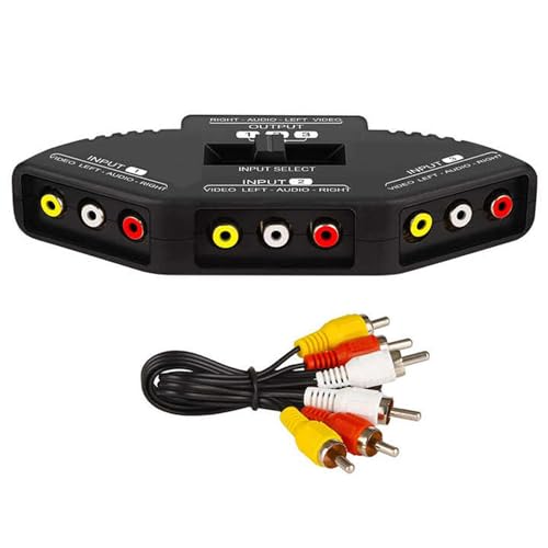 ANRANK RS3010AK 3-Way Audio Video AV RCA Switch Game Selector Box Splitter Black