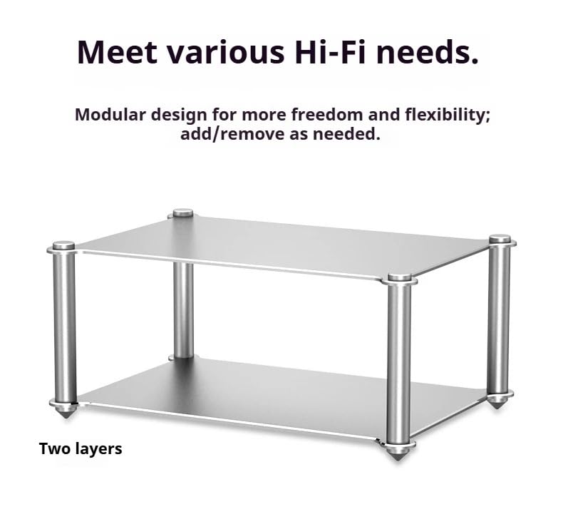 Desktop HiFi Audio Rack Modular Isolation Stand for DAC Amp, 2-Tier | Aluminum Alloy Hi-Fi Audio Rack, Full Metal, Audio Component Shelf With Shock Absorption Feet Two-Layer (293 x 200 x 131mm) - size: Two-Layer (293 x 200 x 131mm)