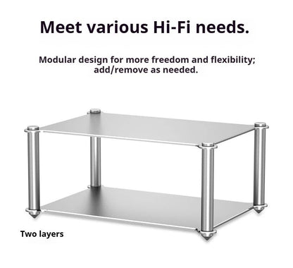 Desktop HiFi Audio Rack Modular Isolation Stand for DAC Amp, 2-Tier | Aluminum Alloy Hi-Fi Audio Rack, Full Metal, Audio Component Shelf With Shock Absorption Feet Two-Layer (293 x 200 x 131mm) - size: Two-Layer (293 x 200 x 131mm)