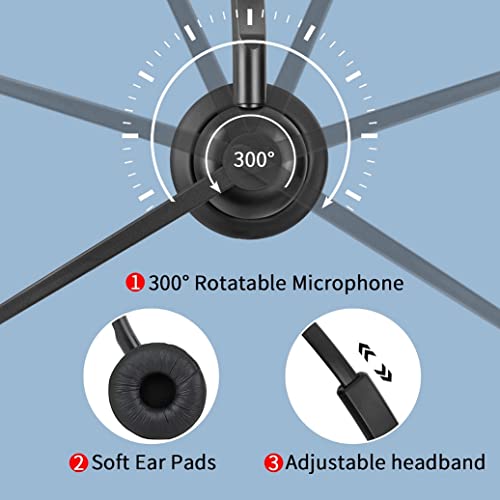 USB Headset with Mic for PC Computer Laptop Headphones with Noise Cancelling Microphone in-line Control for Home Office Online Class Teams Zoom - size: H360B