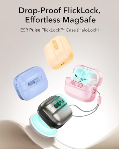 ESR for AirPods Pro 2 Case (2023/2022/2019), Compatible with MagSafe, Black | Compatible with Airpods Pro (USB-C/Lightning Cable), Magnetic Lid, Full Drop Protection Cover with Lanyard - color: Black, size: Airpods Pro 2&1 Case