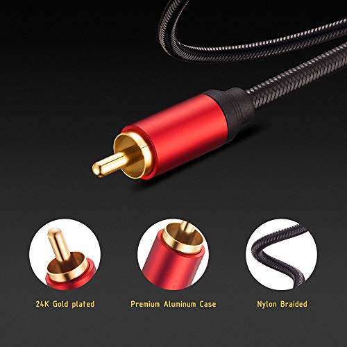 RCA Cable 50Ft, 3.5mm Male to 2RCA Male Stereo Audio Adapter Cable Nylon Braided AUX RCA Y Cord for Smartphones, MP3, Tablets, Speakers, HDTV and More(50Ft/15M) - size: 50 ft