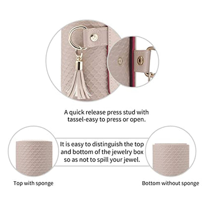 VLANDO Viaggio Mothers Day Gifts Her - Small Jewelry Case Box - Travel Essential Accessories for Women, Travelers, Couples, Mom, Friends, Bridesmaid | Stepped Sections Compartments Keep Jewelry Visible, Soft Lining Protect Pieces, Snap Closure, Travel Gif