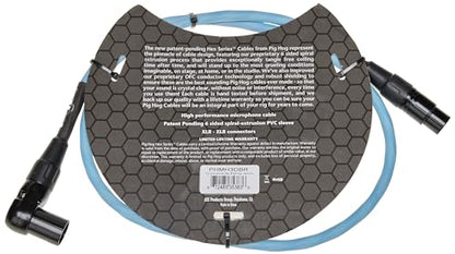 Pig Hog PHMH3DBR Hex Series, 3ft Right Angle Mic Cable, Daphne Blue