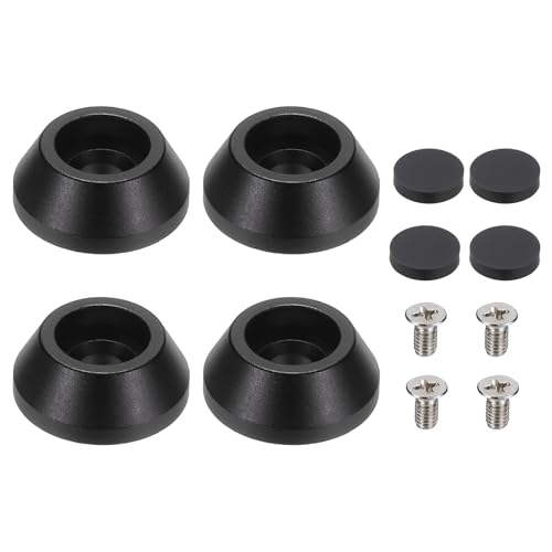MECCANIXITY 4Pcs Speaker Isolation Pad Feet, 15x6mm Shockproof Aluminum Alloy Vibration Isolation Speaker Shock Base Pad Cone Base with Screws & Rubber Pads for Audio Equipment, Black - color: Black, size: 15x6mm